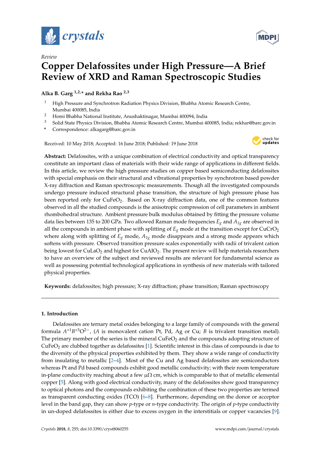 Copper Delafossites Under High Pressure—A Brief Review of XRD and Raman Spectroscopic Studies