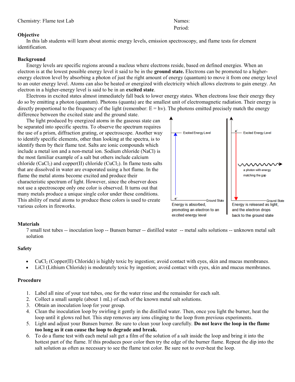 Chemistry: Flame Test Lab Names