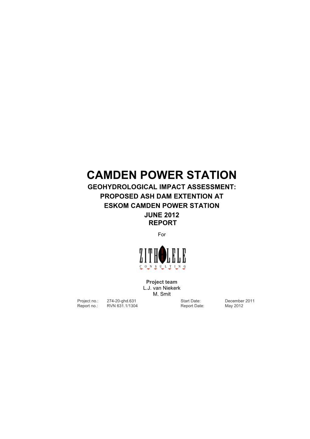 Camden Power Station Geohydrological Impact Assessment