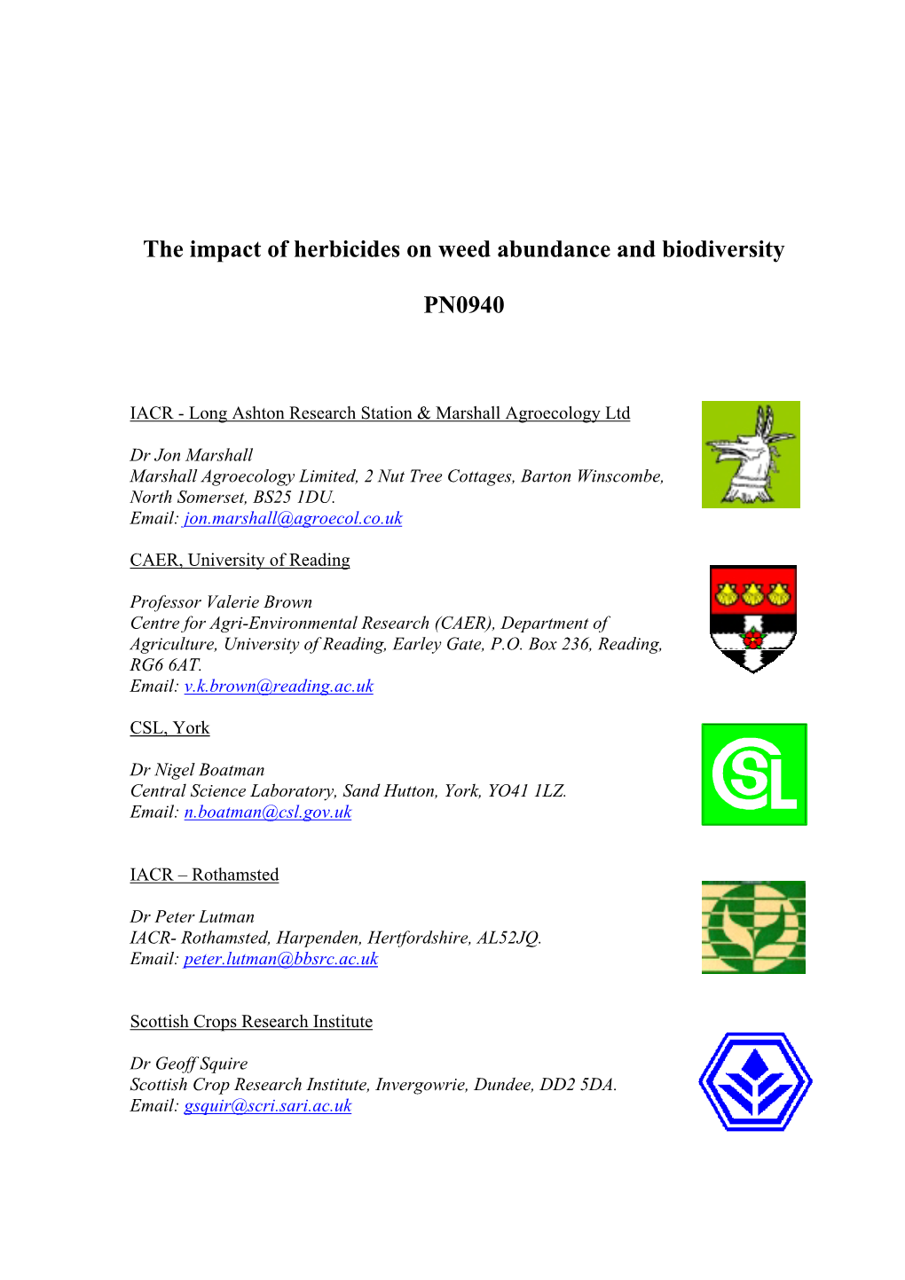 The Impact of Herbicides on Weed Abundance and Biodiversity PN0940