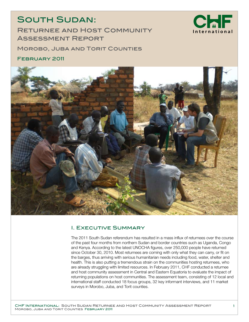 South Sudan: Returnee and Host Community Assessment Report Morobo, Juba and Torit Counties