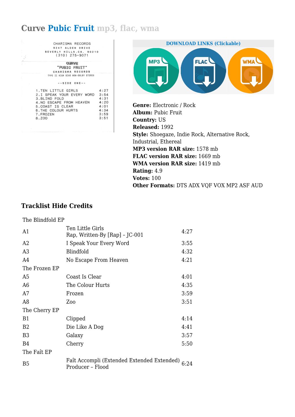 Curve Pubic Fruit Mp3, Flac, Wma