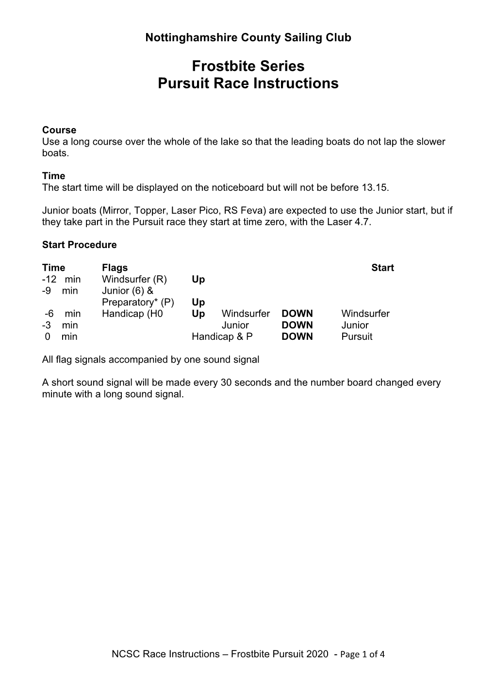 Frostbite Series Pursuit Race Instructions