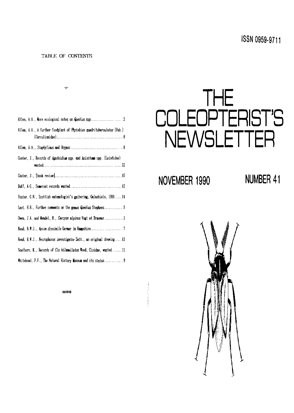 The Coleopterist's Newsletter