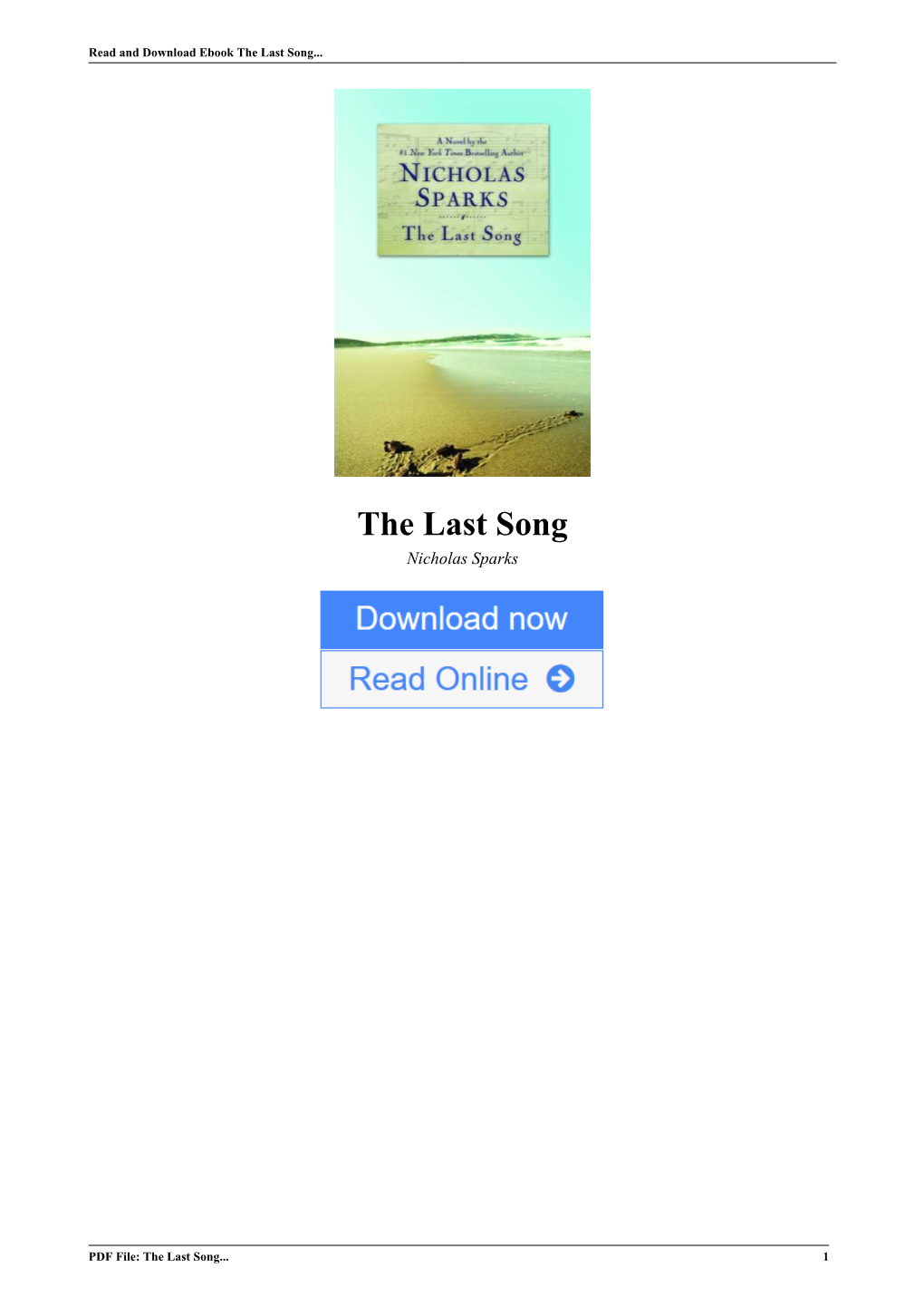 The Last Song by Nicholas Sparks