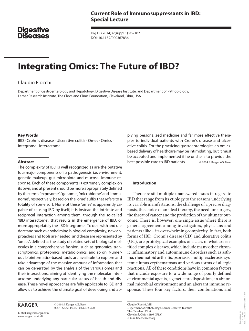 Integrating Omics: the Future of IBD?