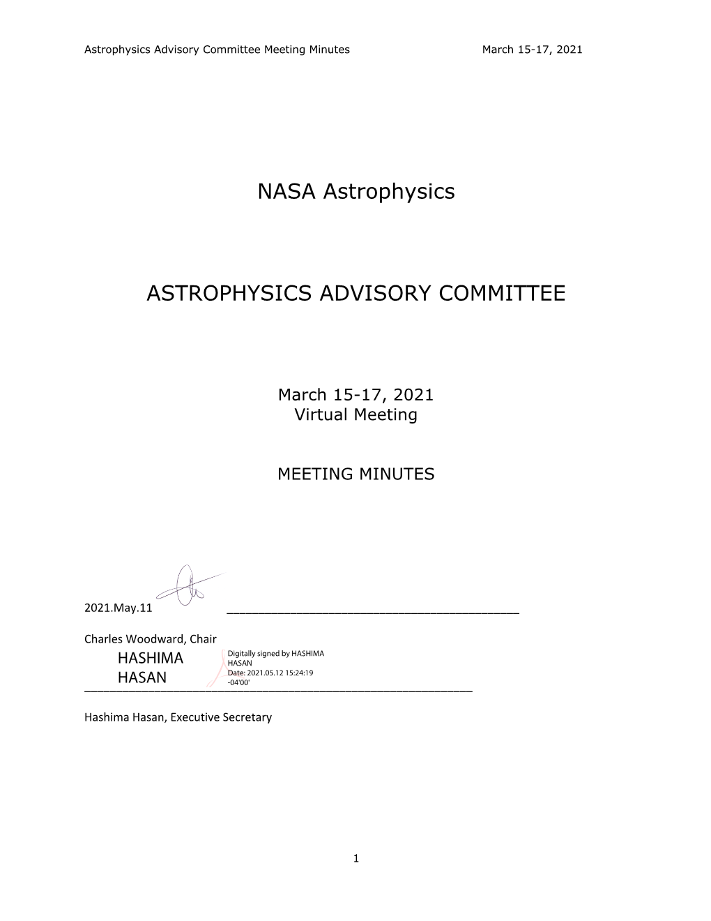 NASA Astrophysics ASTROPHYSICS ADVISORY COMMITTEE