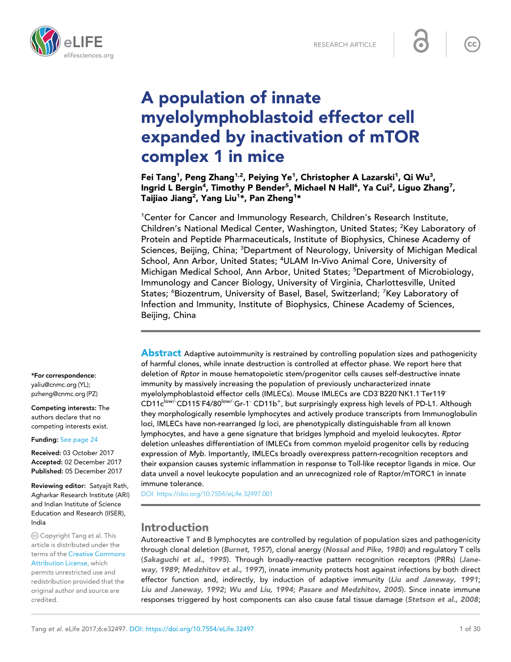 A Population of Innate Myelolymphoblastoid Effector Cell