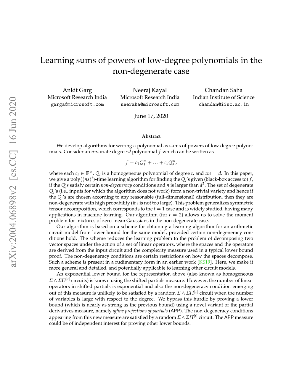 Learning Sums of Powers of Low-Degree Polynomials in the Non