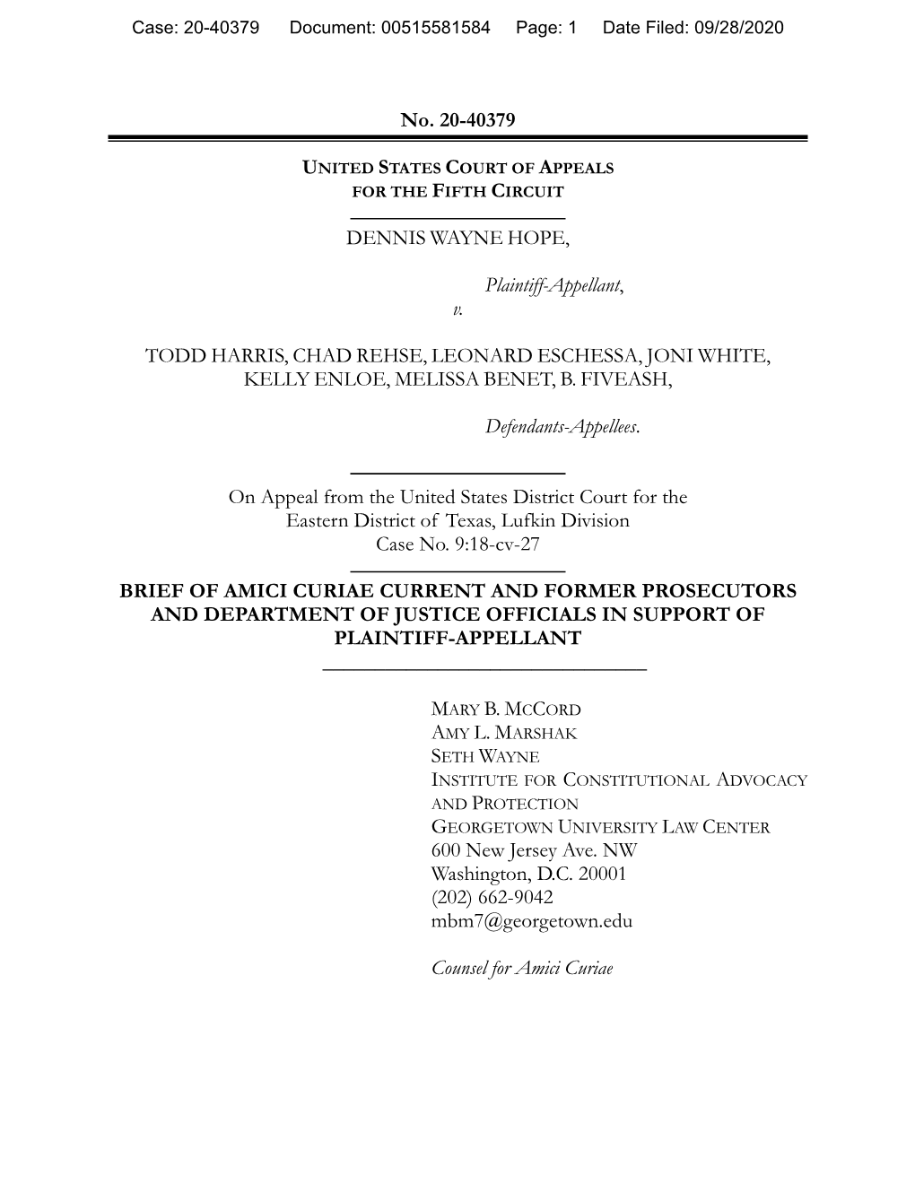 Brief of Amici Curiae Current and Former Prosecutors and Department of Justice Officials in Support of Plaintiff-Appellant ______