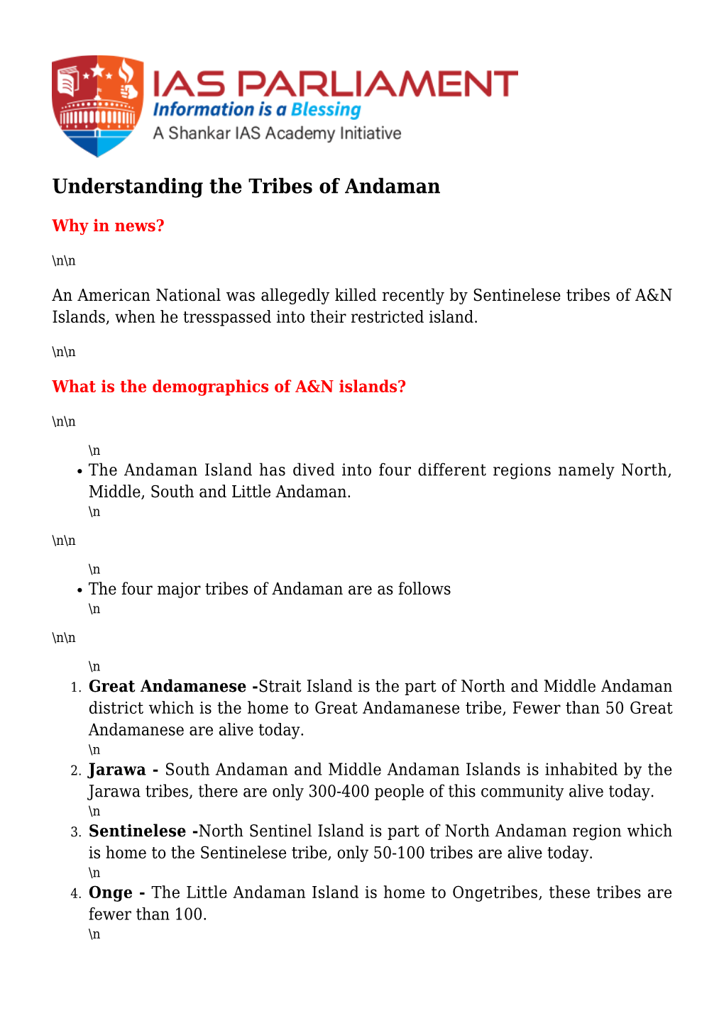 Understanding the Tribes of Andaman