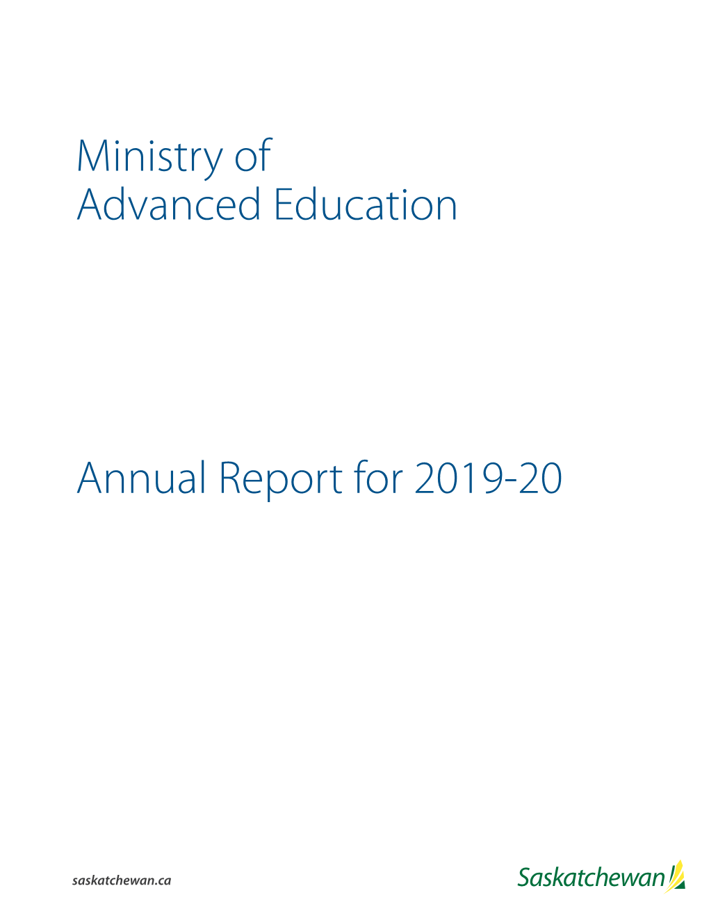 Annual Report for 2019-20 Ministry of Advanced Education