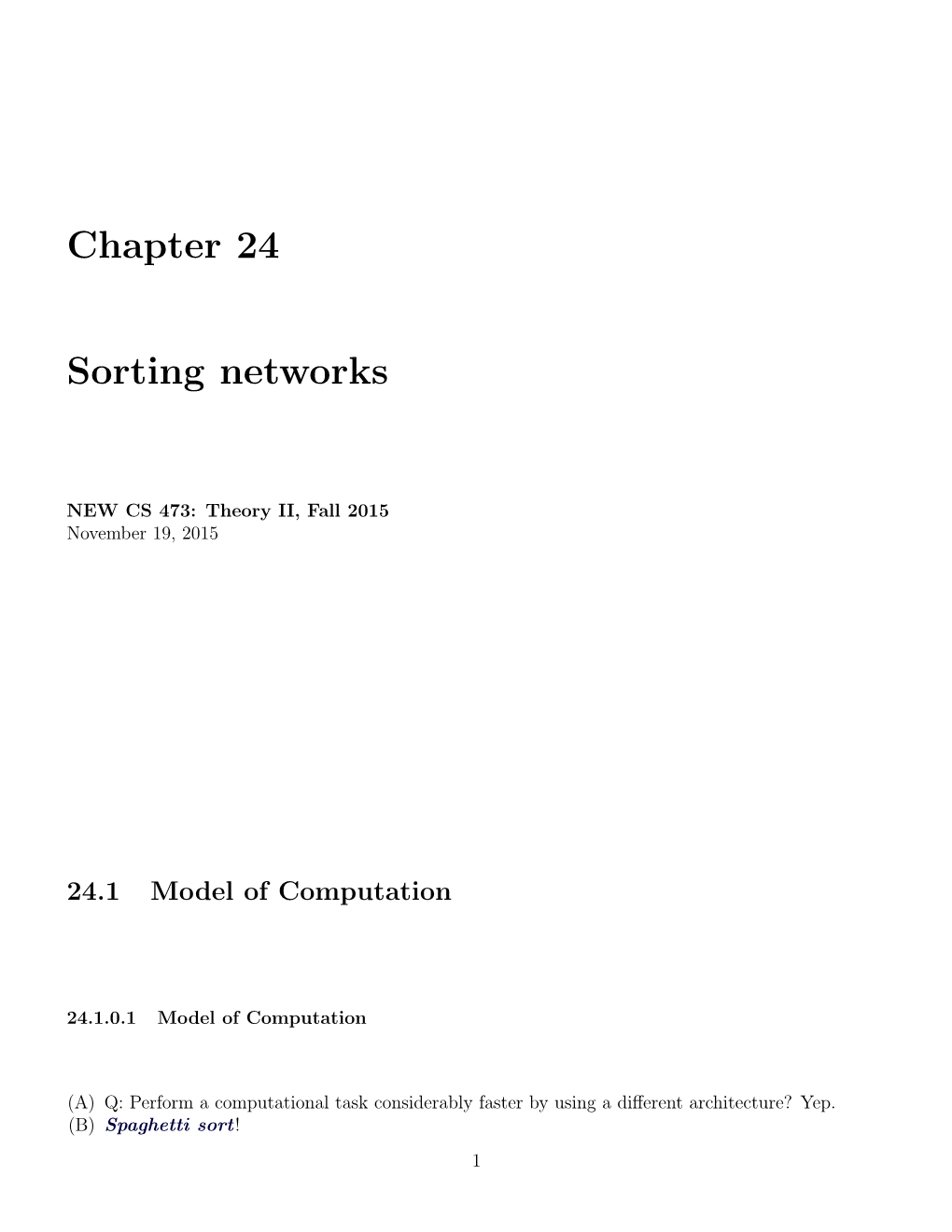 Chapter 24 Sorting Networks