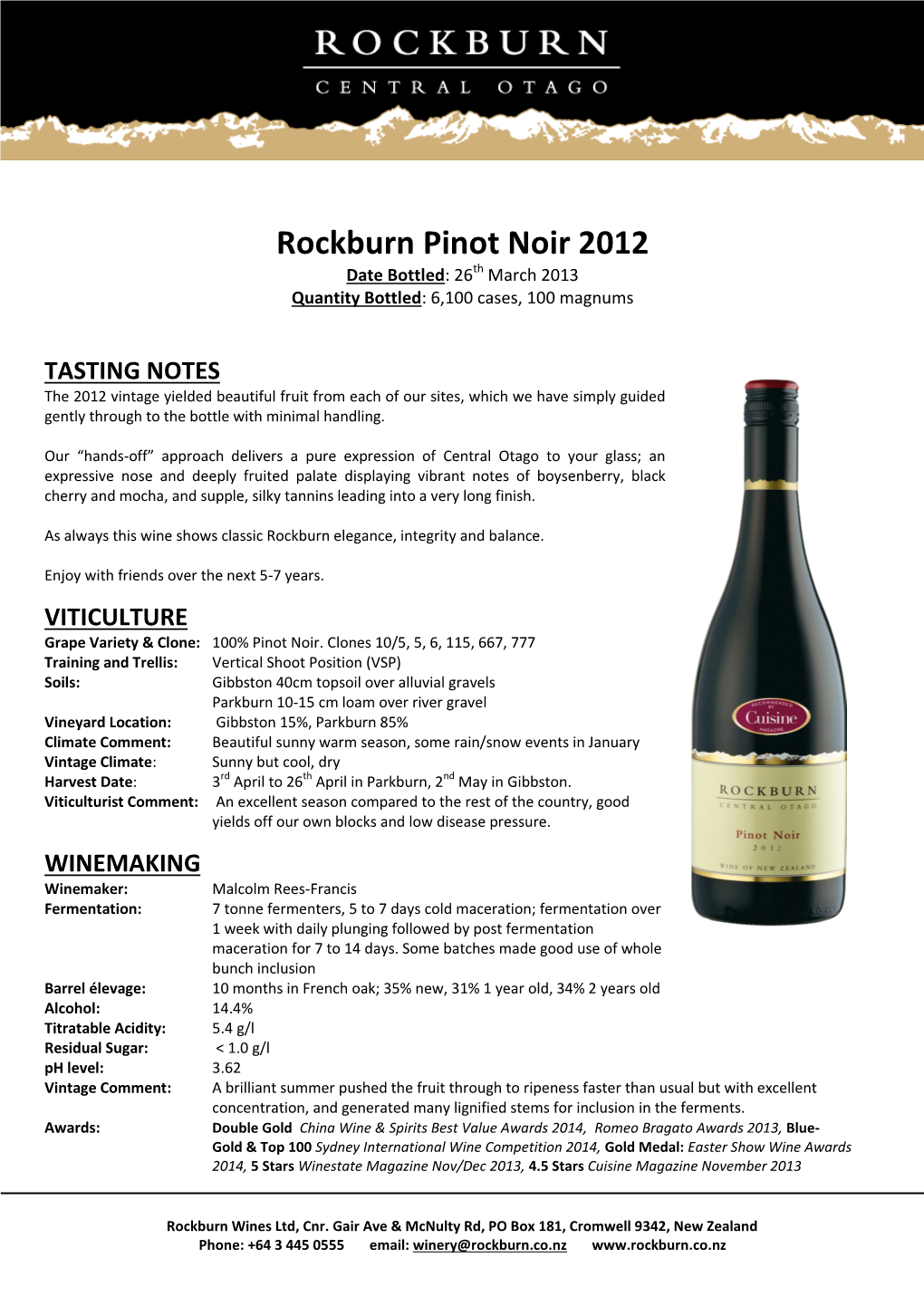Rockburn 2003 Pinot Noir