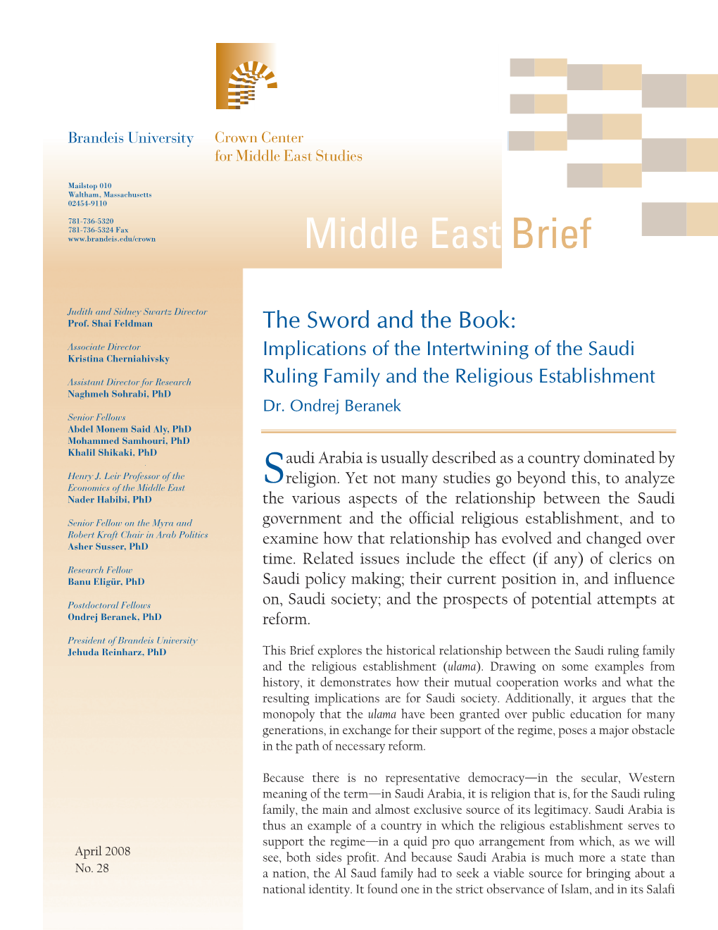 Middle East Brief 28