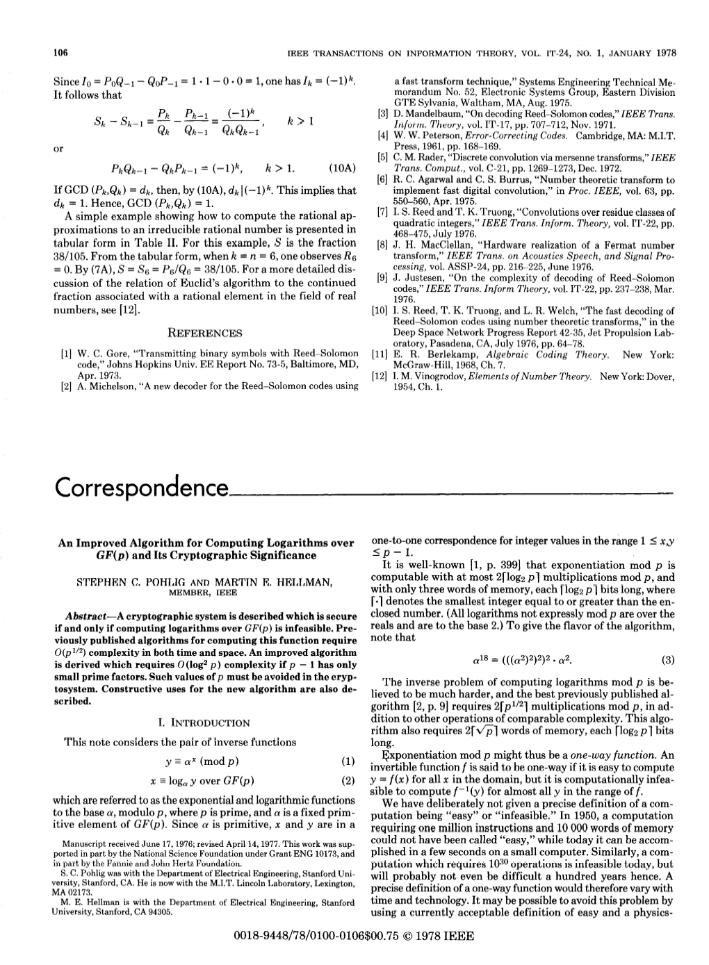 An Improved Algorithm for Computing Logarithms Over GF(P)