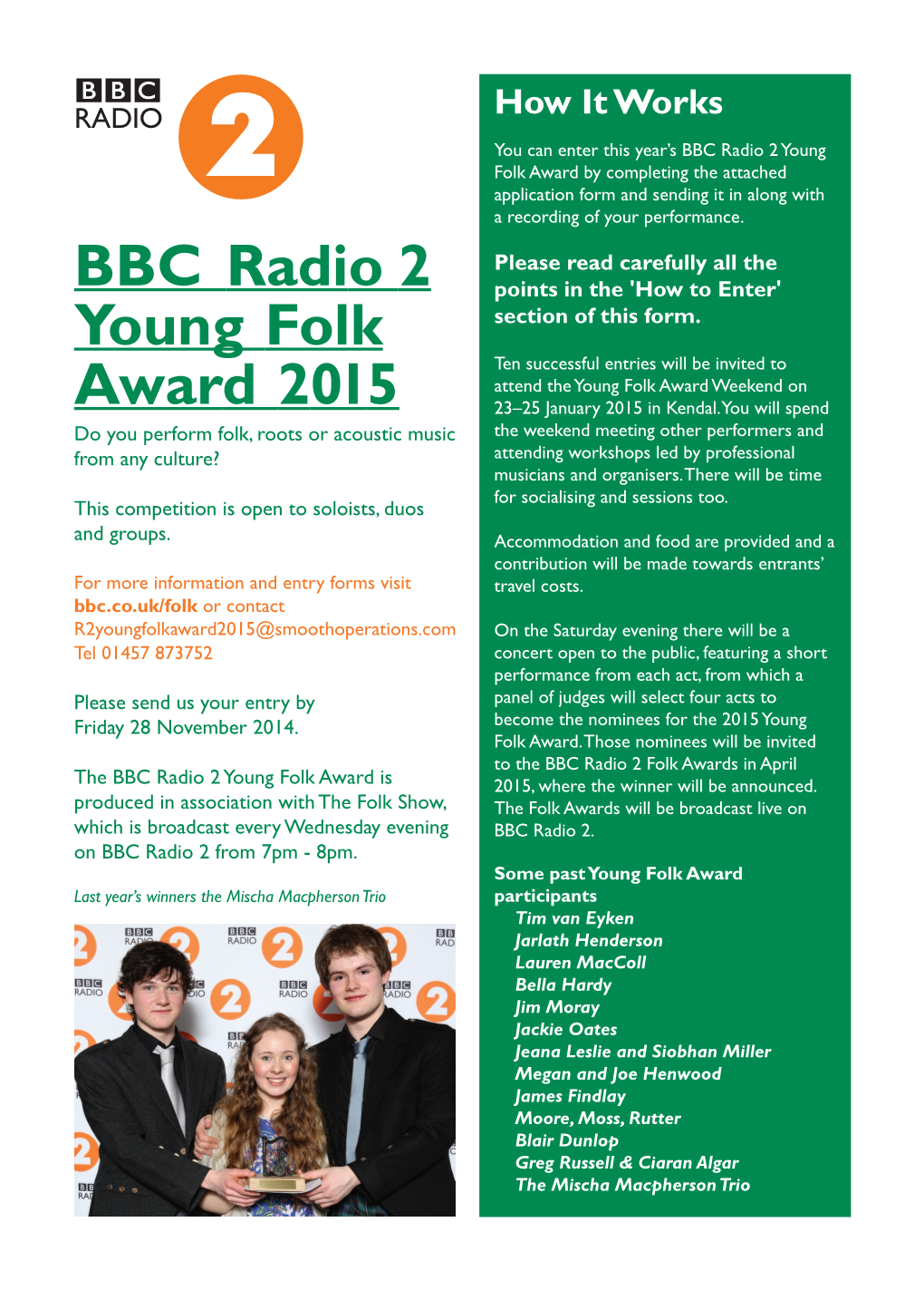 BBC Radio 2 Young Folk Award 2015