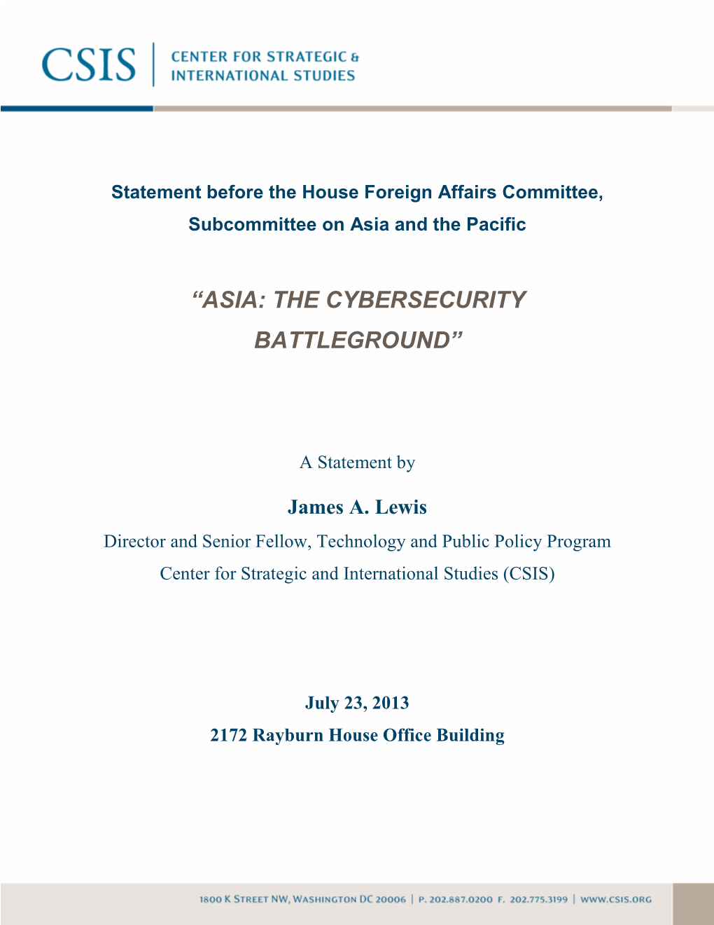 “Asia: the Cybersecurity Battleground”