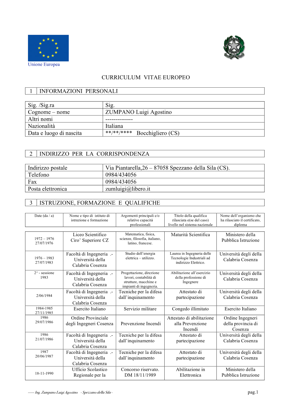 Curriculum Vitae Europeo