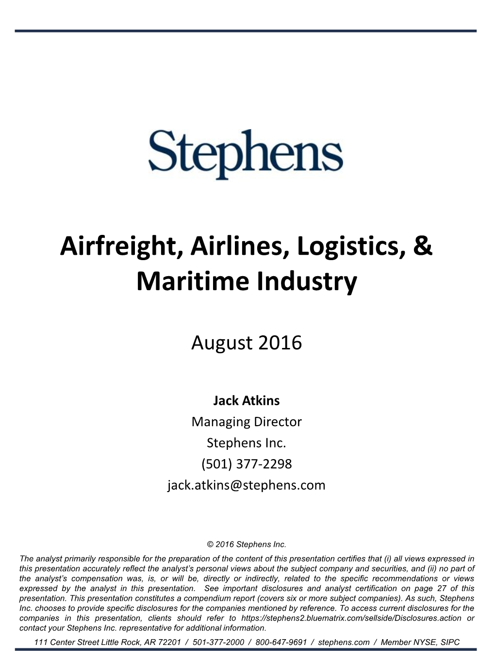 Airfreight, Airlines, Logistics, & Maritime Industry