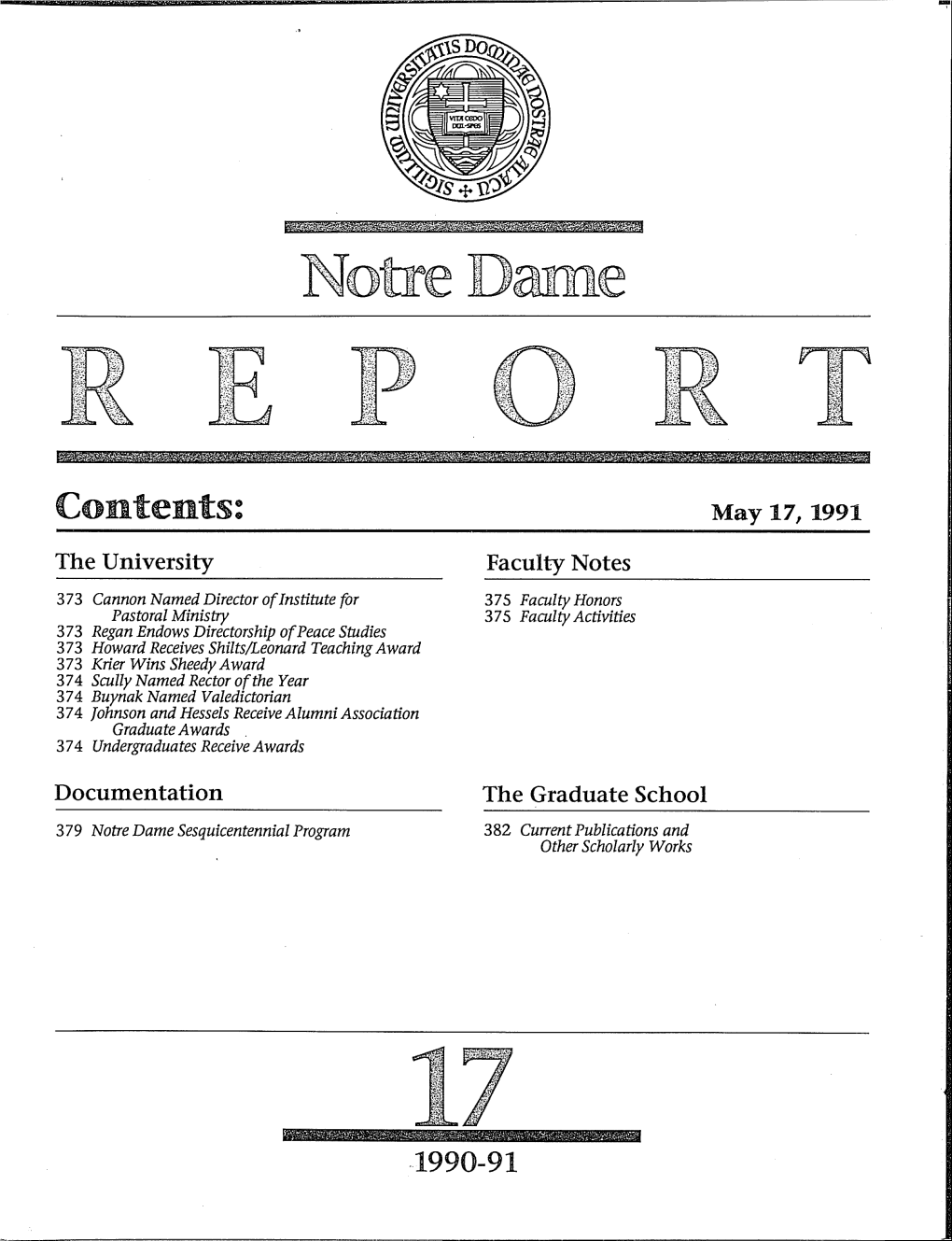 Notre Dame Report 20:17 (1991-05-17)