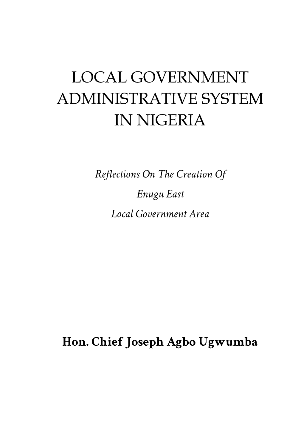 Local Government Administrative System in Nigeria