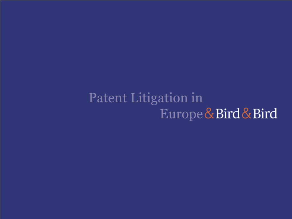 Patent Litigation in Europe Topics