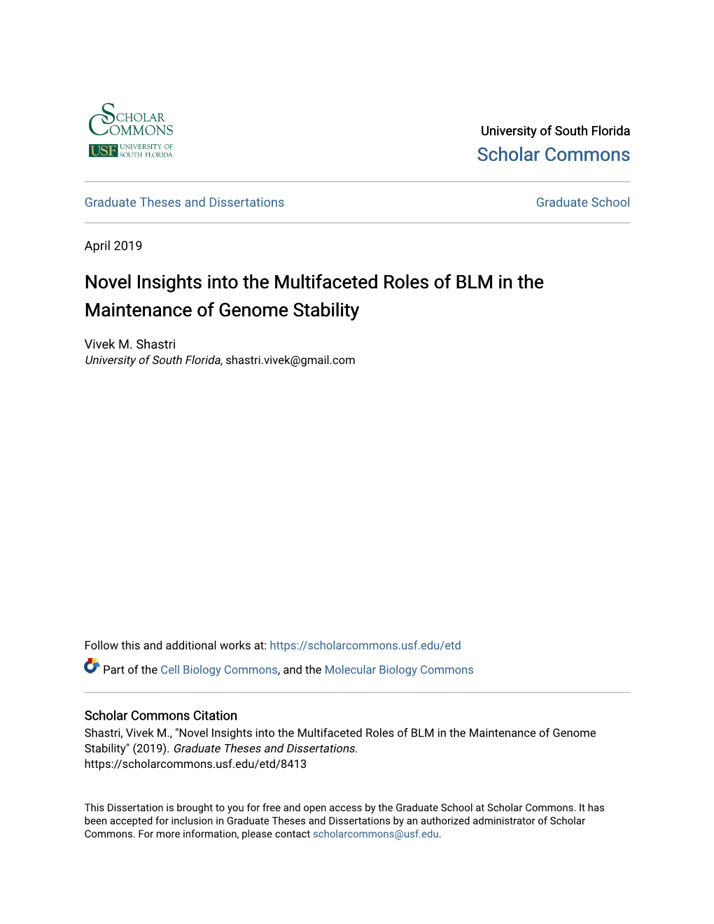 Novel Insights Into the Multifaceted Roles of BLM in the Maintenance of Genome Stability