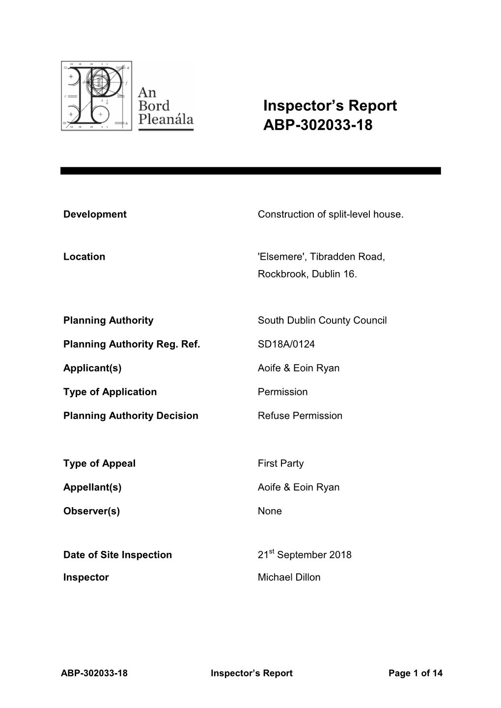 Inspector's Report ABP-302033-18