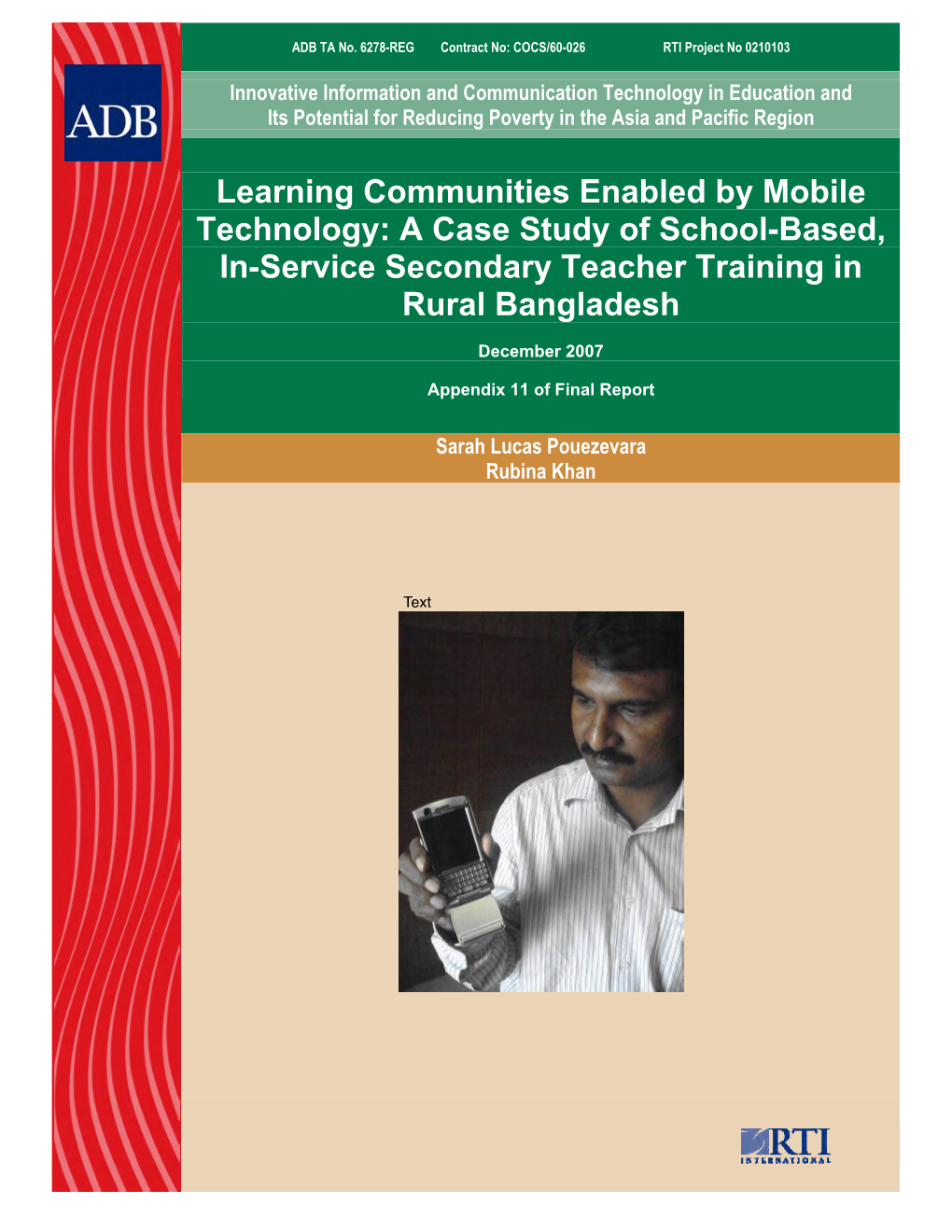 Learning Communities Enabled by Mobile Technology: a Case Study of School-Based, In-Service Secondary Teacher Training in Rural Bangladesh