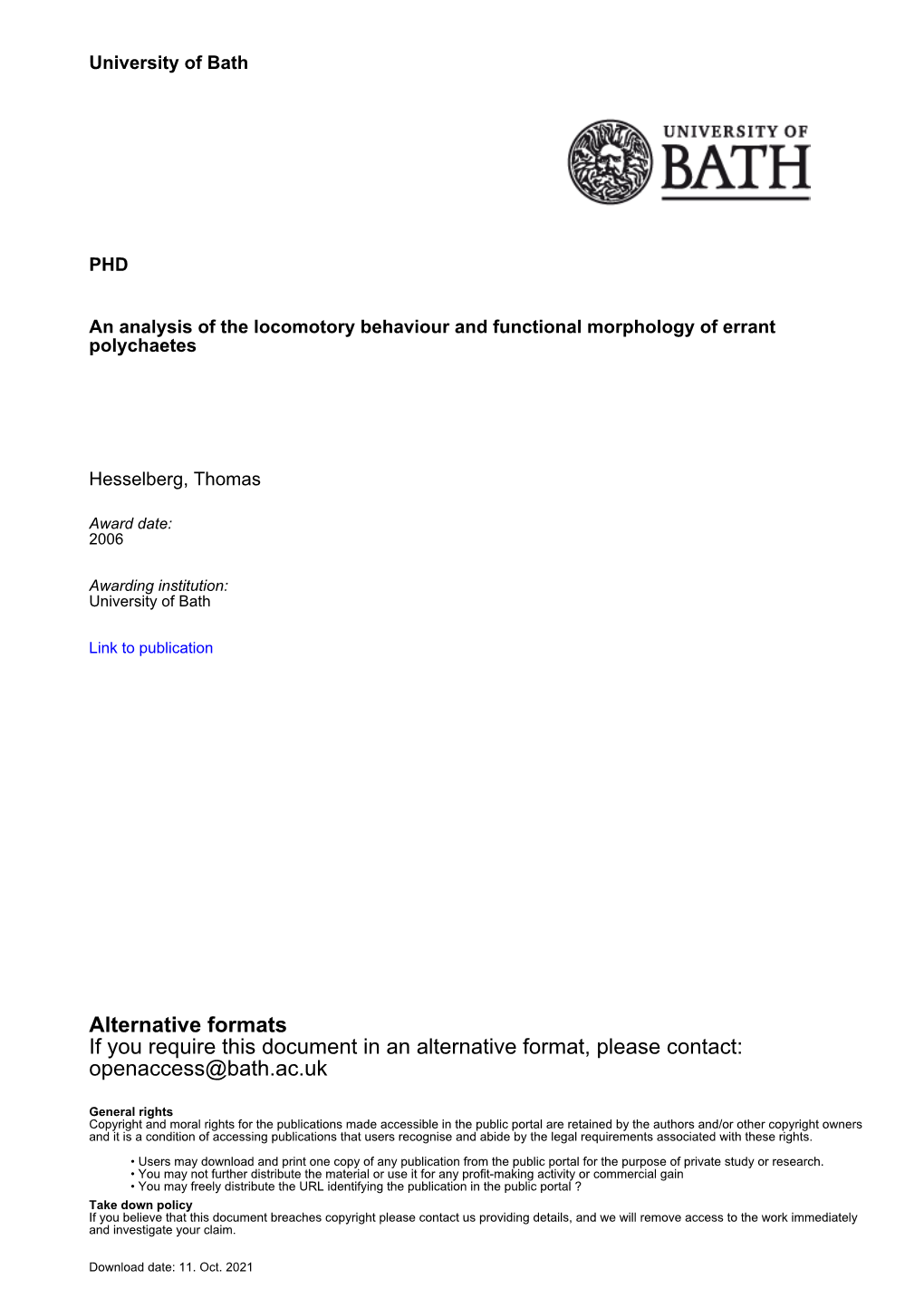 Thesis Submitted for the Degree of Doctor of Philosophy University of Bath Department of Mechanical Engineering June 2006