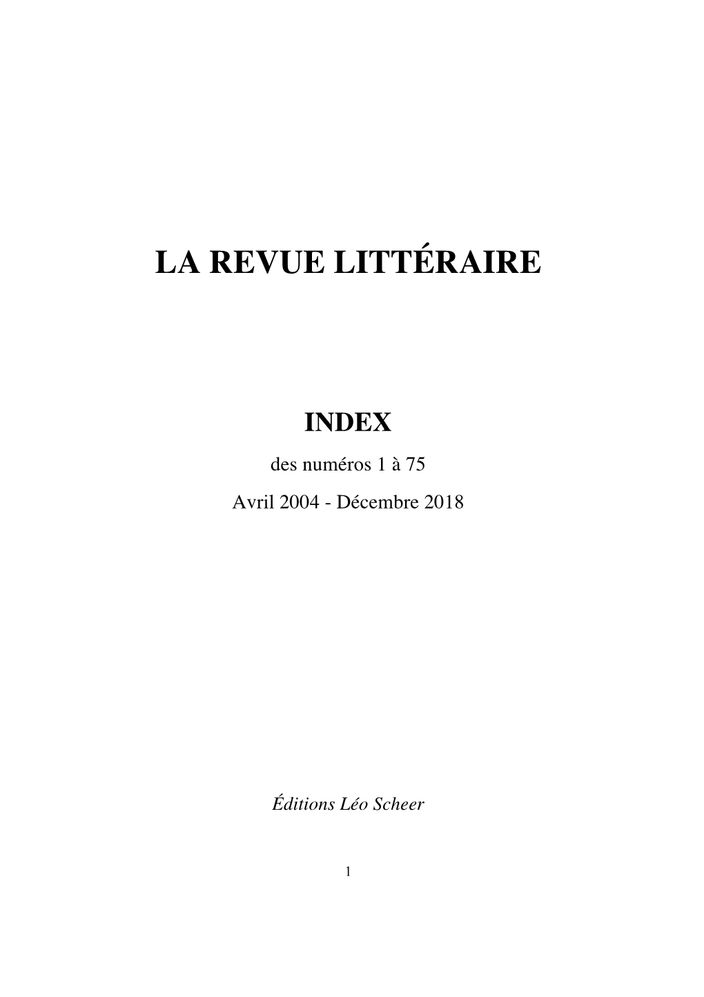 La Revue Littéraire