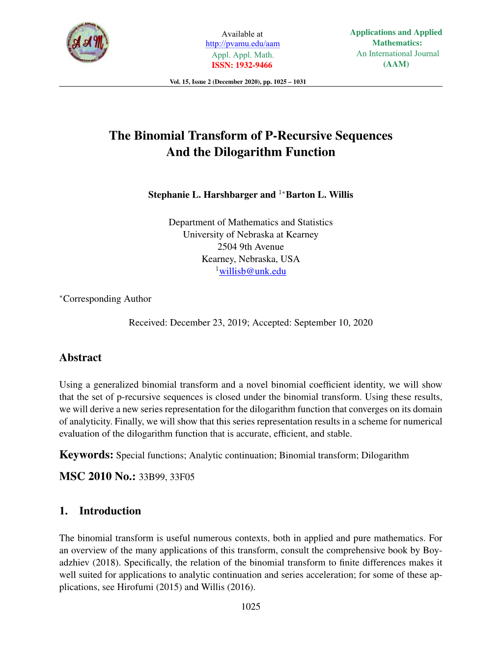 The Binomial Transform of P-Recursive Sequences and the Dilogarithm Function