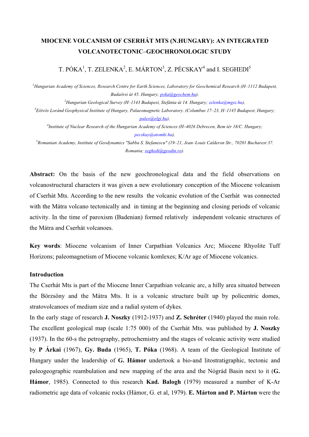 Miocene Volcanism of Cserhát Mts (N.Hungary): an Integrated Volcanotectonic–Geochronologic Study