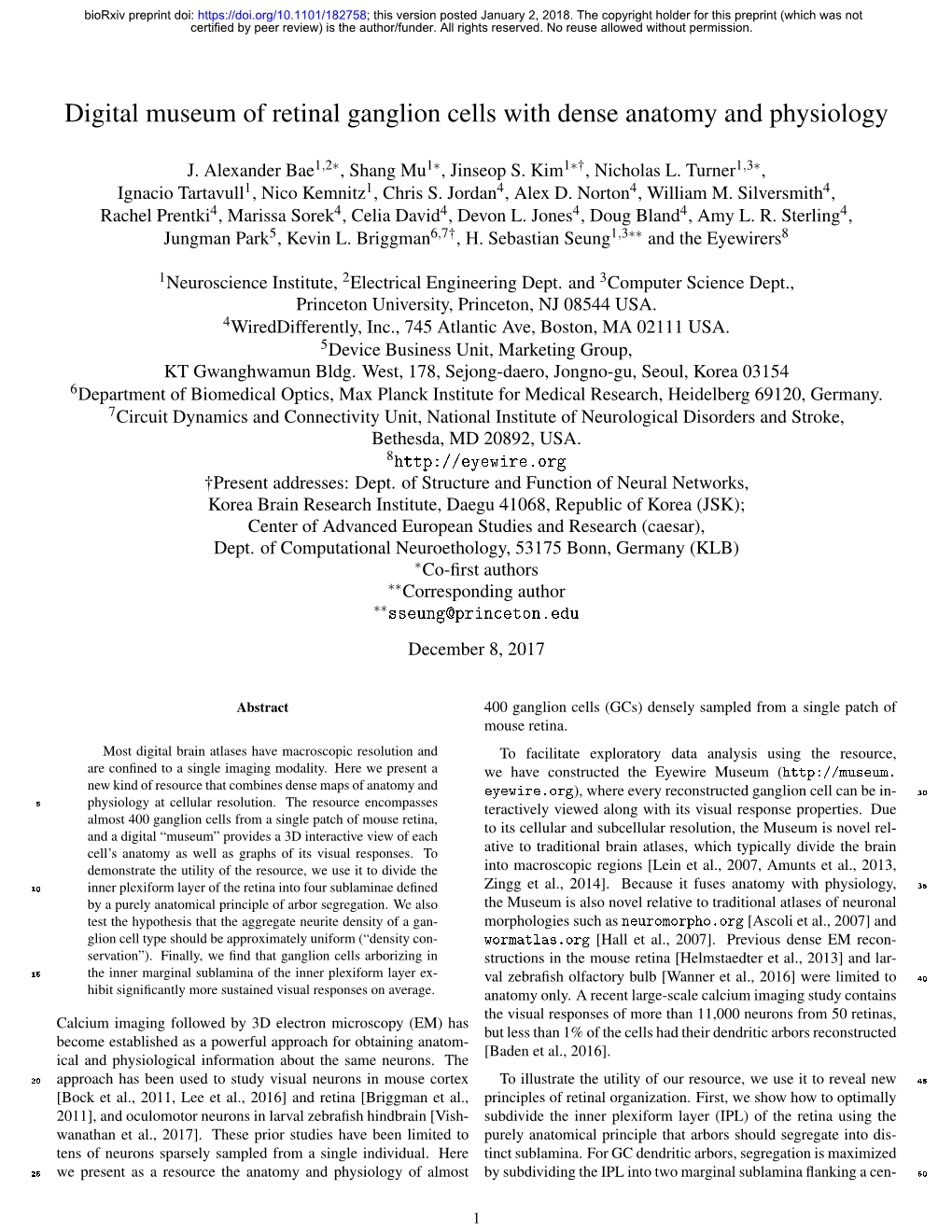 Digital Museum of Retinal Ganglion Cells with Dense Anatomy and Physiology