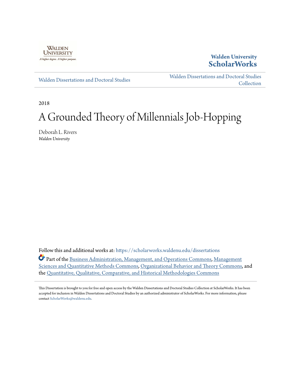 A Grounded Theory of Millennials Job-Hopping Deborah L