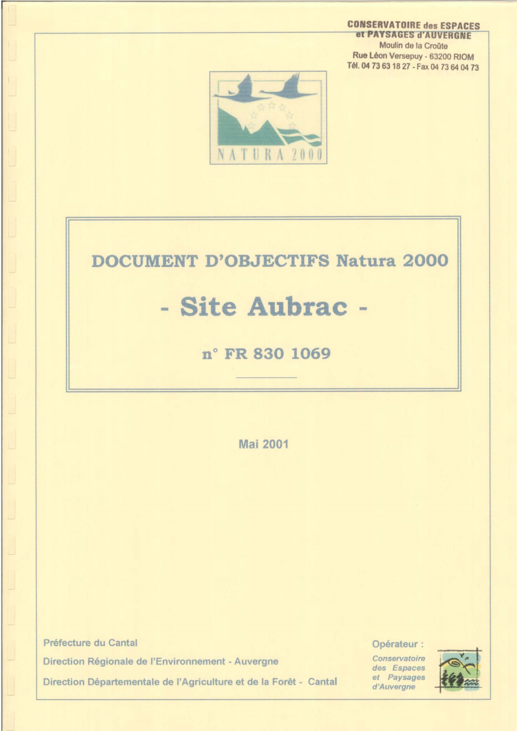 Aubrac N°FR830 1069 Mai 2001 SOMMAIRE H