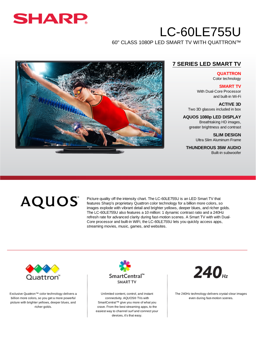60 Inch 3D Tvs from Sharp: Quattron 60 Inch Tvs | LC60LE755U