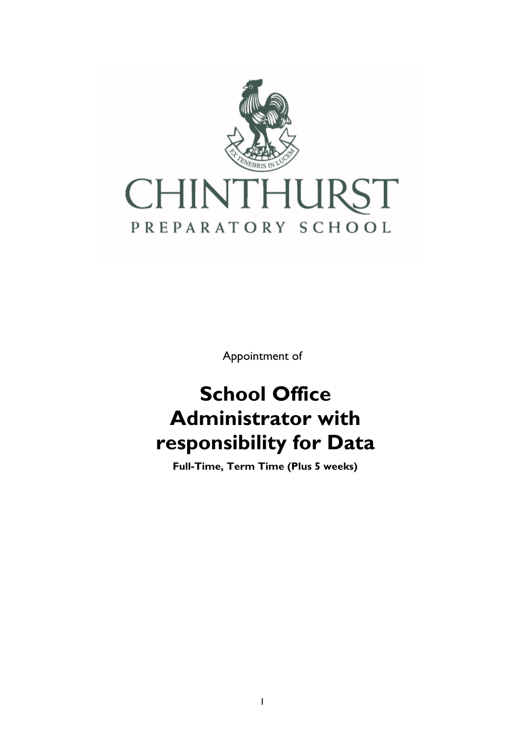 School Office Administrator with Responsibility for Data Full-Time, Term Time (Plus 5 Weeks)