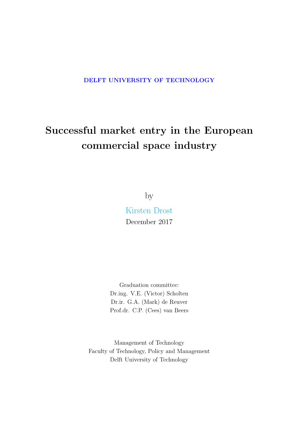 Successful Market Entry in the European Commercial Space Industry