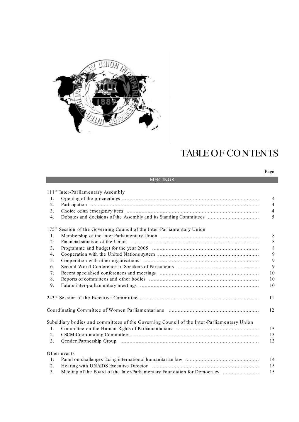 Table of Contents