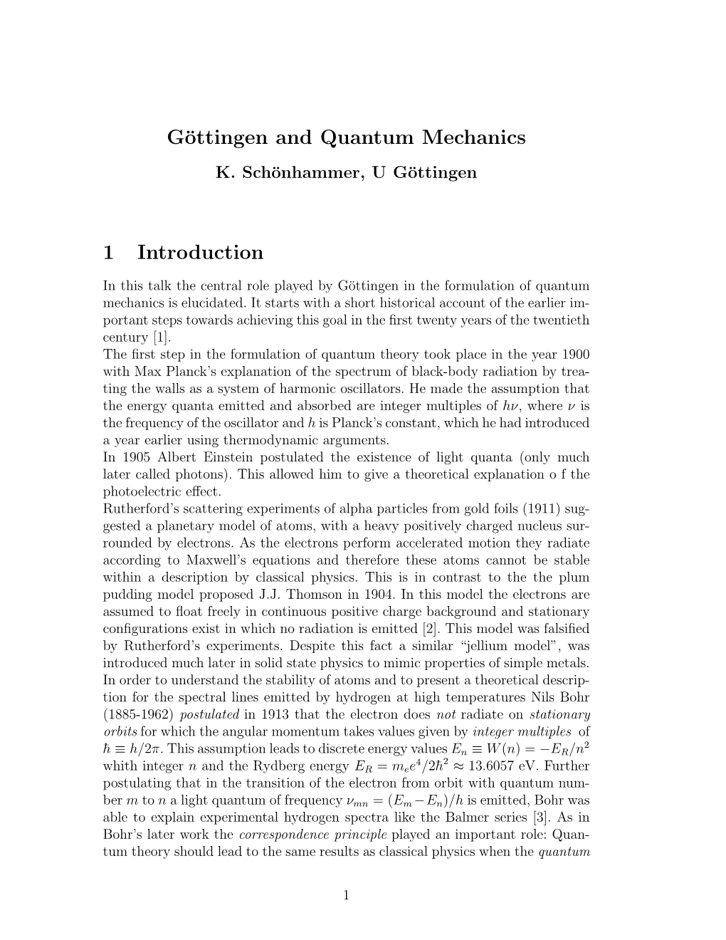 Göttingen and Quantum Mechanics