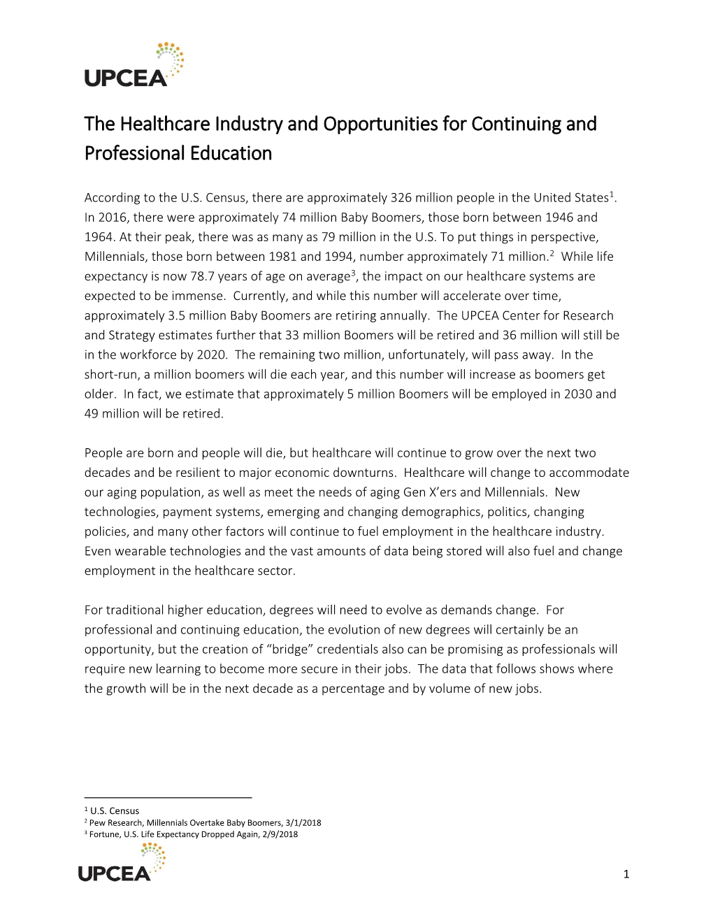 The Healthcare Industry and Opportunities for Continuing and Professional Education