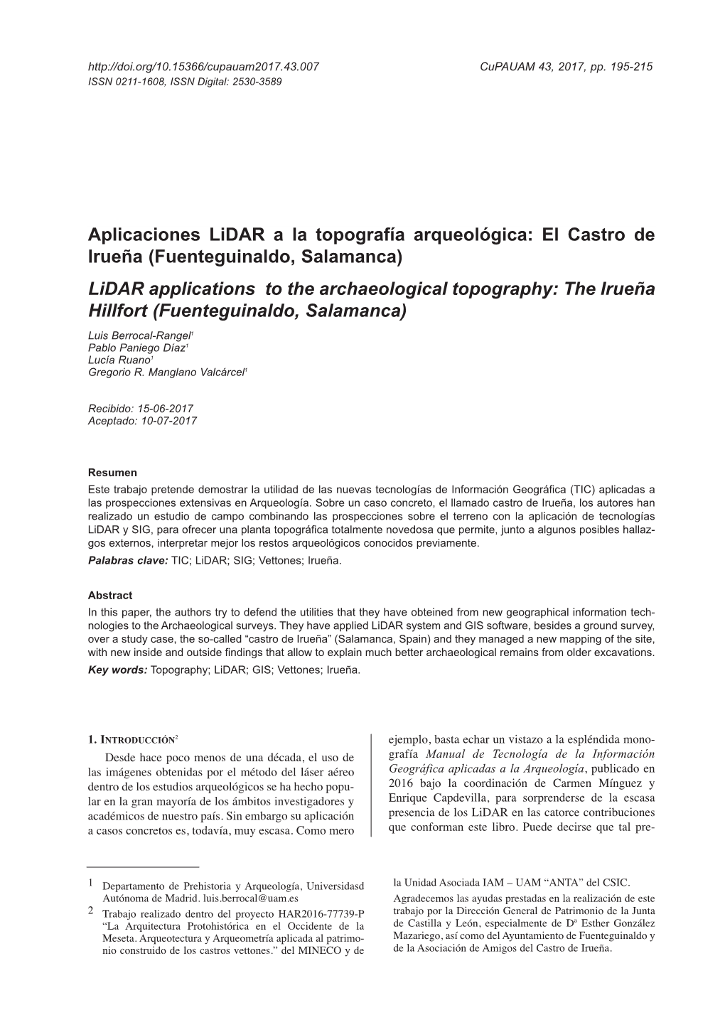 Aplicaciones Lidar a La Topografía Arqueológica