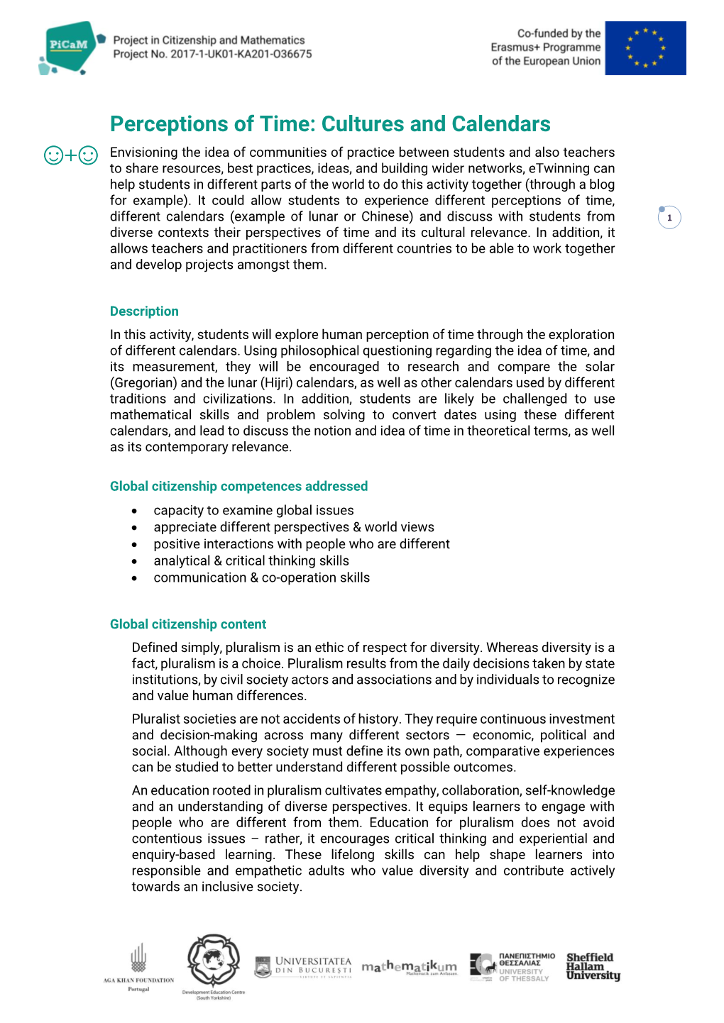 EN Perceptions of Time. Cultures and Calendars DRAFT