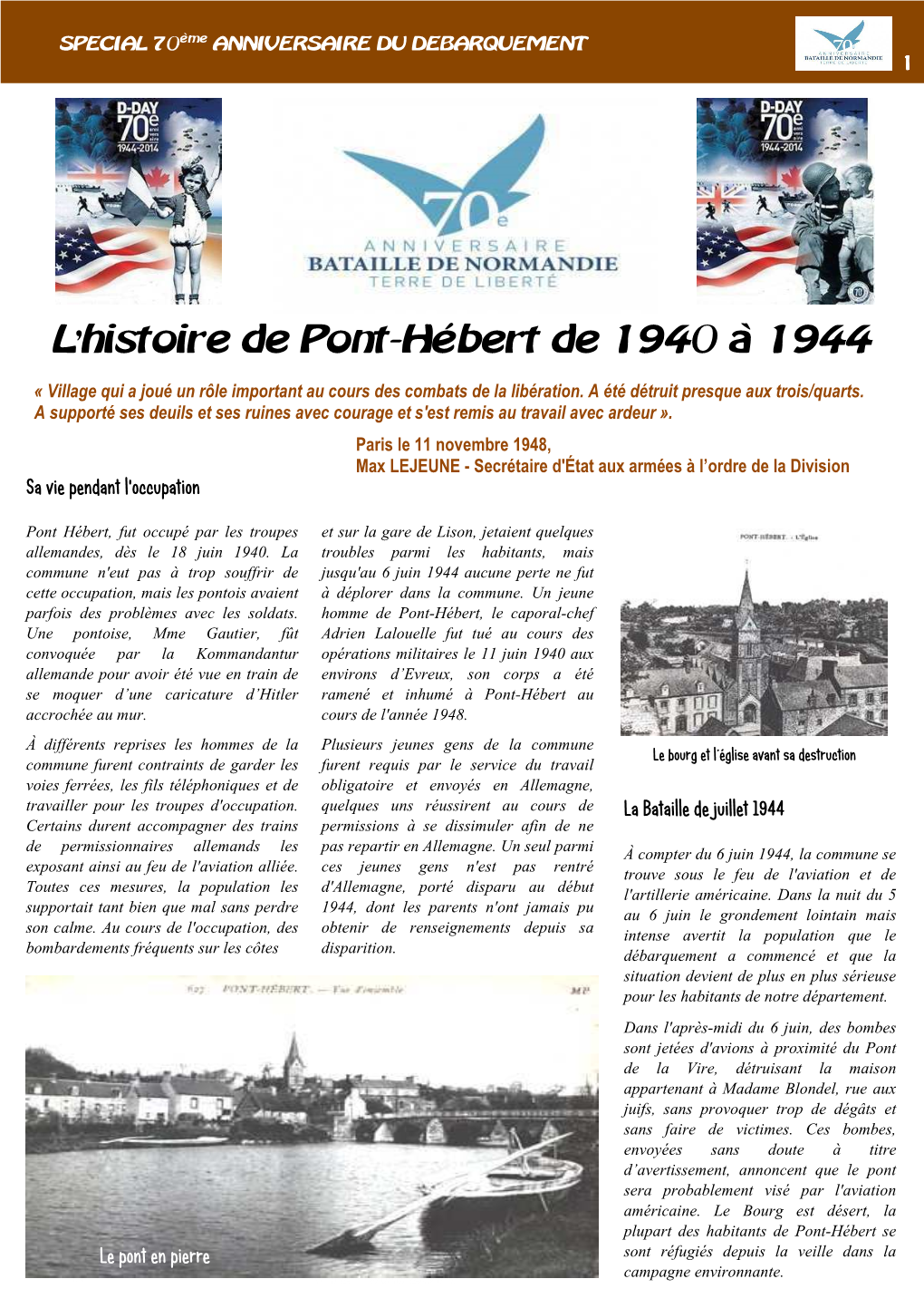 Histoire De Pont-Hebert 1940-1944