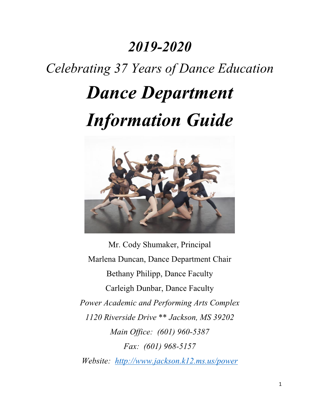 Dance Department Information Guide