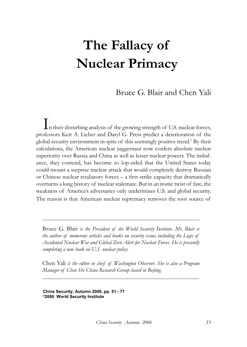 The Fallacy of Nuclear Primacy