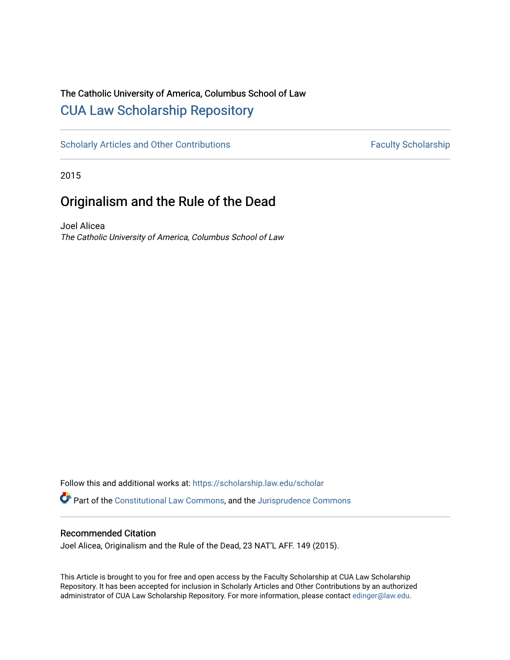 Originalism and the Rule of the Dead