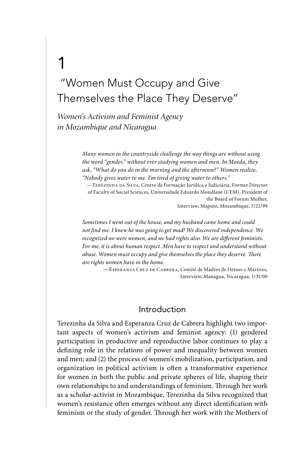 Women's Activism and Feminis Agency in Mozambique And